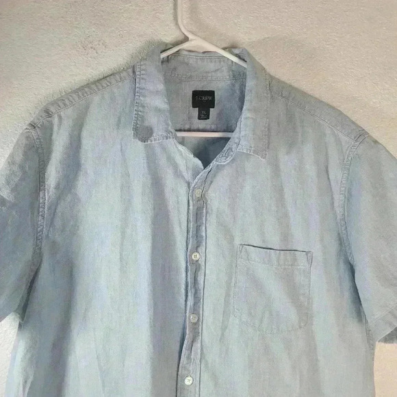 J Crew Light Blue Short Sleeve Button Up Casual Shirt Sz XL - Picture 3 of 6